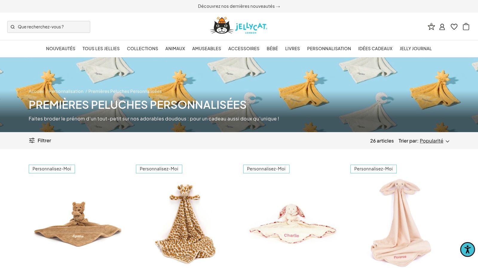 La peluche personnalisée ultra-douce - Jellycat France