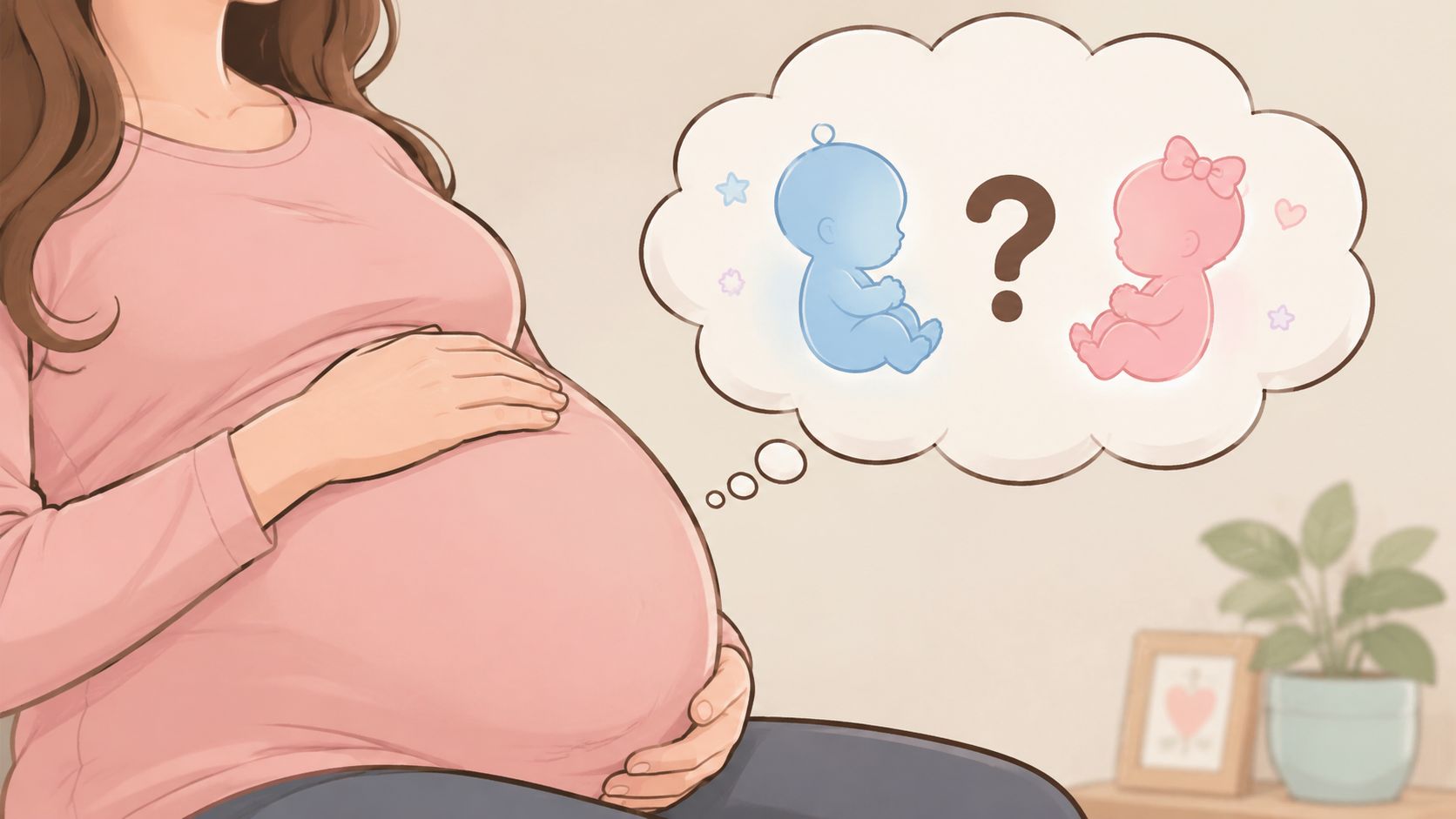 Une femme enceinte se demande si son futur bébé sera un garçon ou une petite fille.